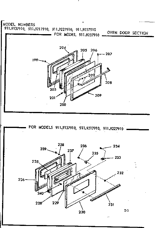 Oven door section