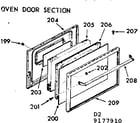 Kenmore 9119177910 oven door section diagram