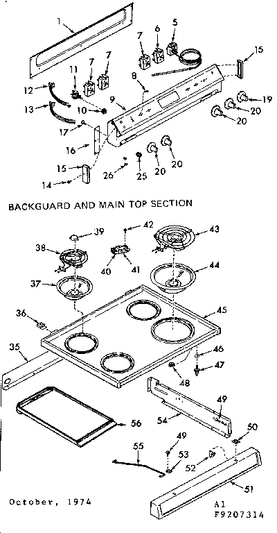 Backguard and main top section