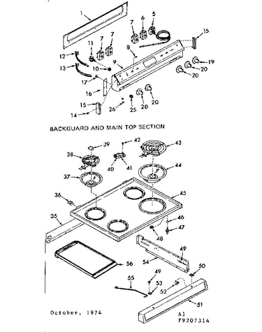 Backguard and main top section