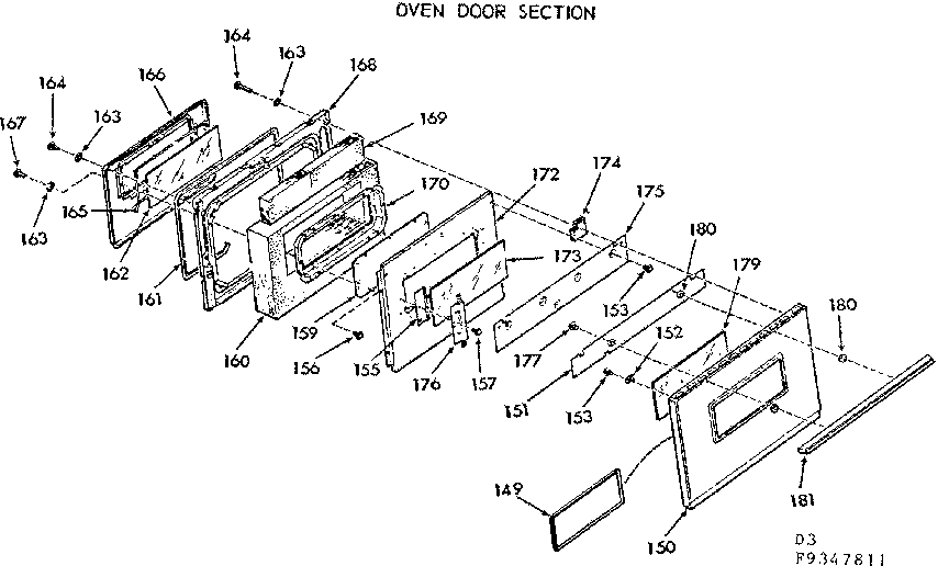 Oven door section