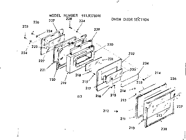 Oven door section