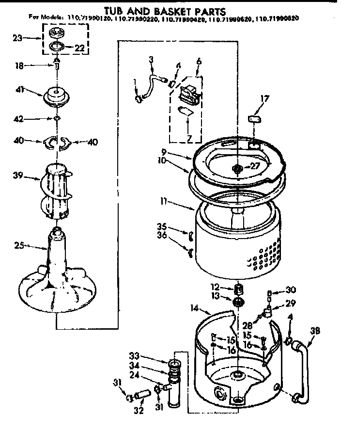 Tub and basket parts