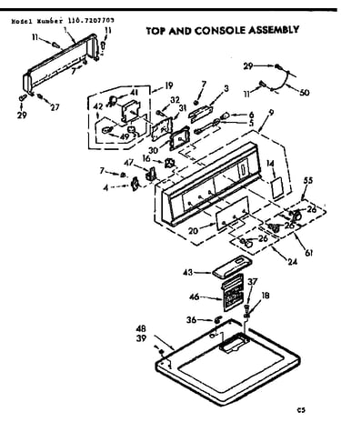 Top and console assembly