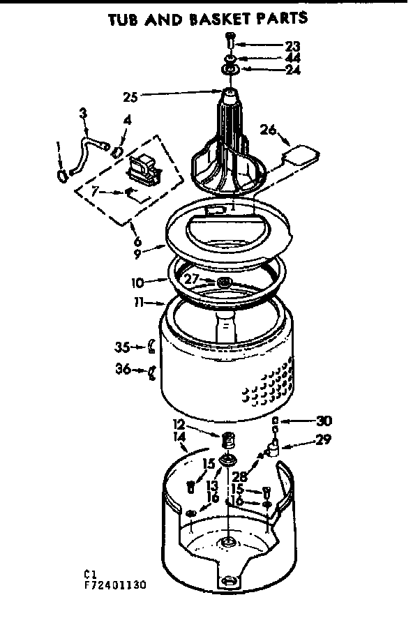 Tub and basket parts