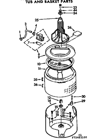 Tub and basket parts