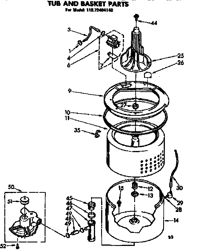 Tub and basket parts