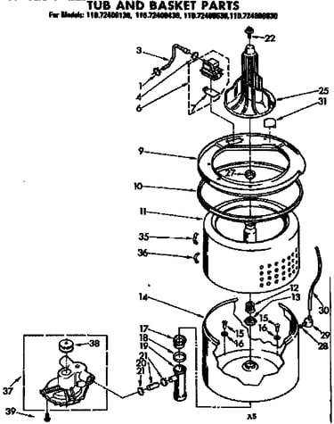 Tub and basket parts