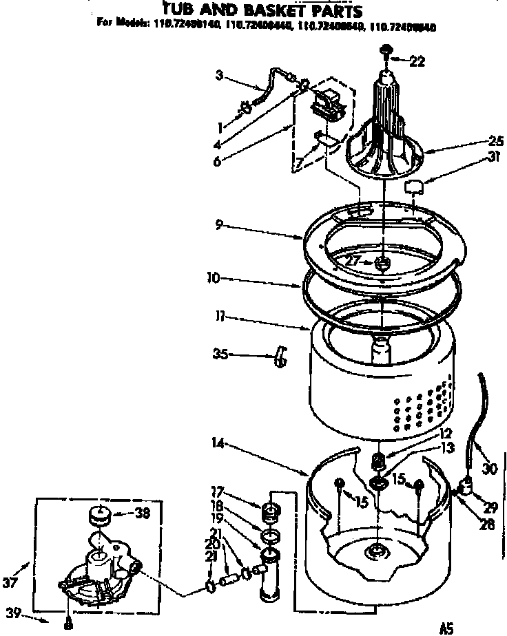 Tub and basket parts