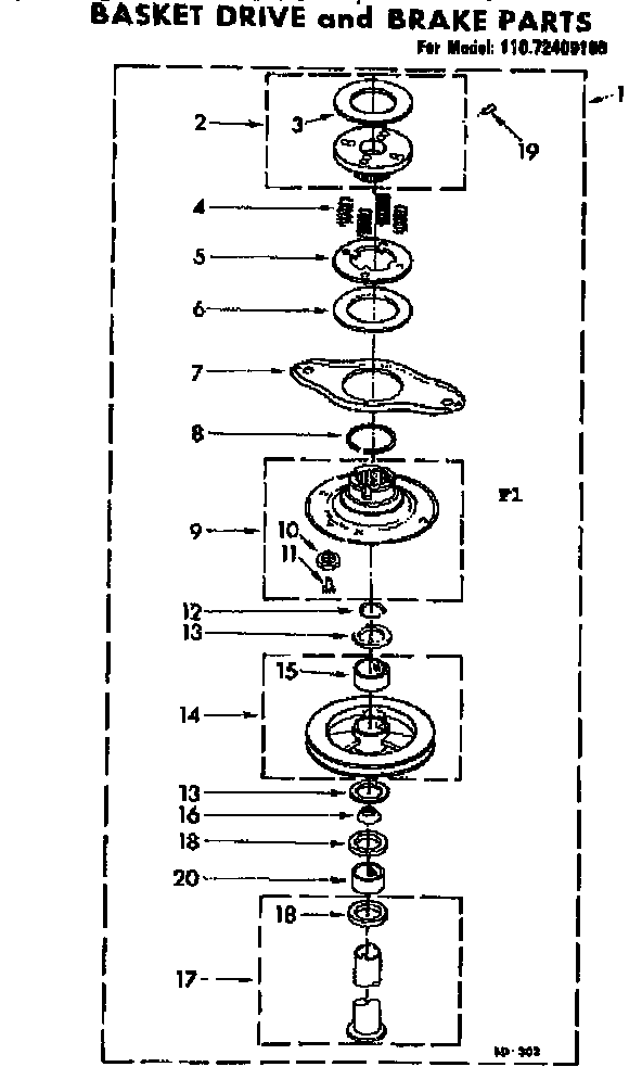 Basket drive and brake parts