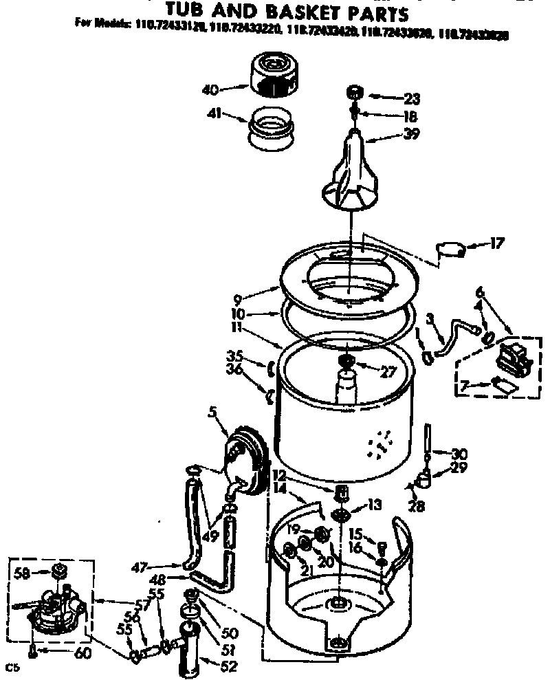 Tub and basket parts