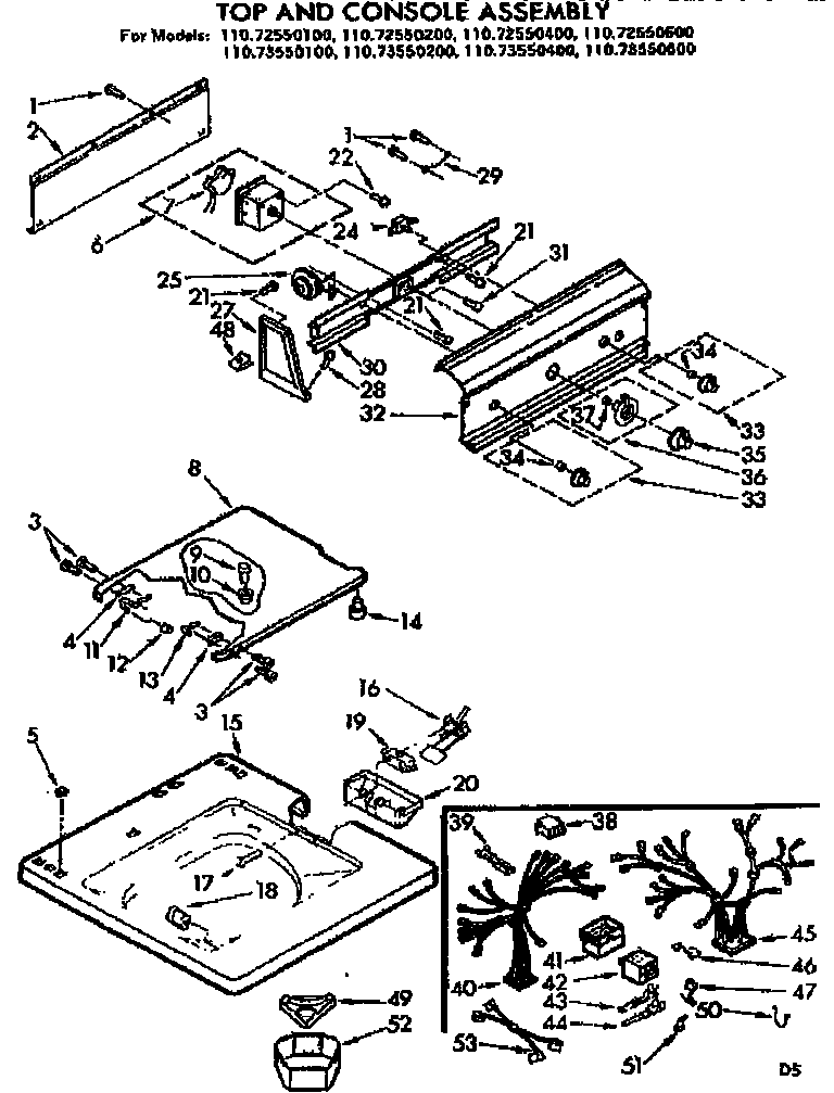 Top and console assembly