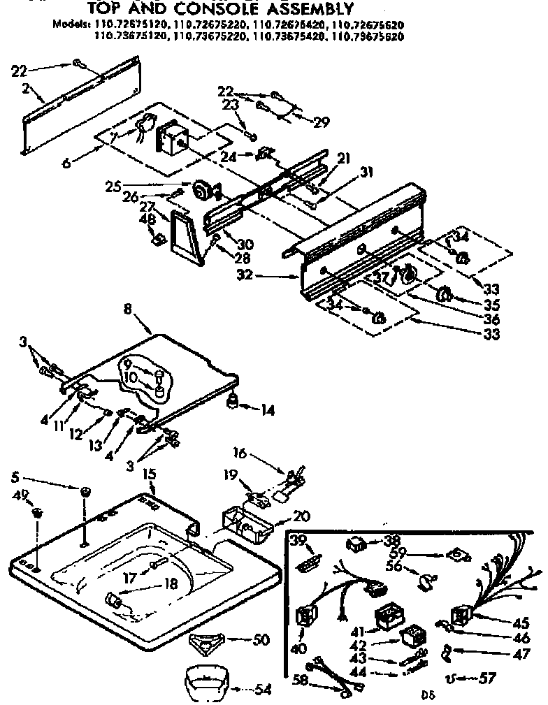 Top and console assembly