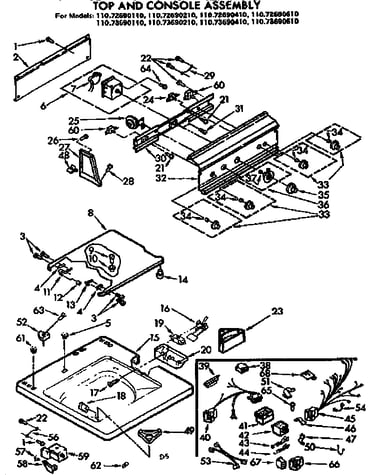 Top and console assembly