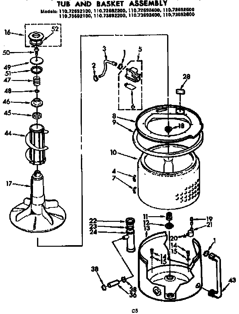 TUB AND BASKET ASSEMBLY