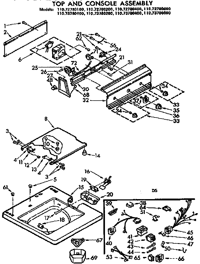 Top and console assembly