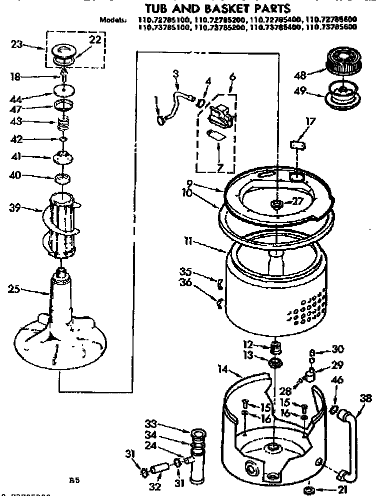 Tub and basket parts