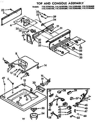 Top and console assembly