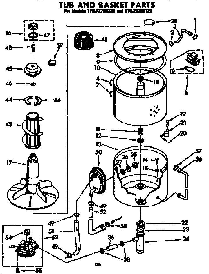 Tub and basket parts