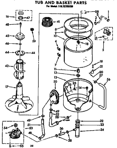 Tub and basket parts