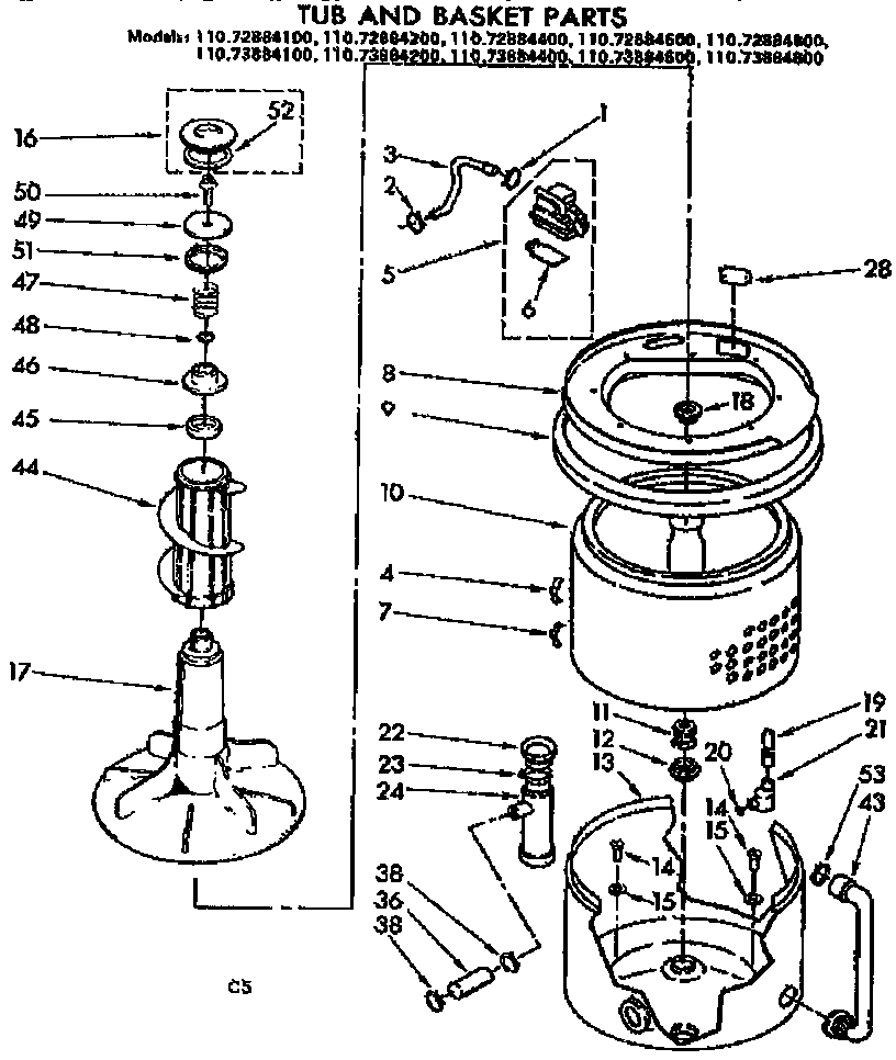 Tub and basket parts
