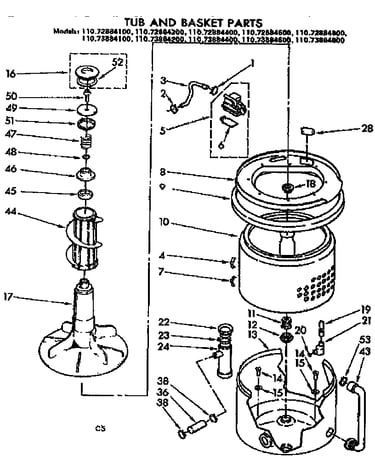 Tub and basket parts