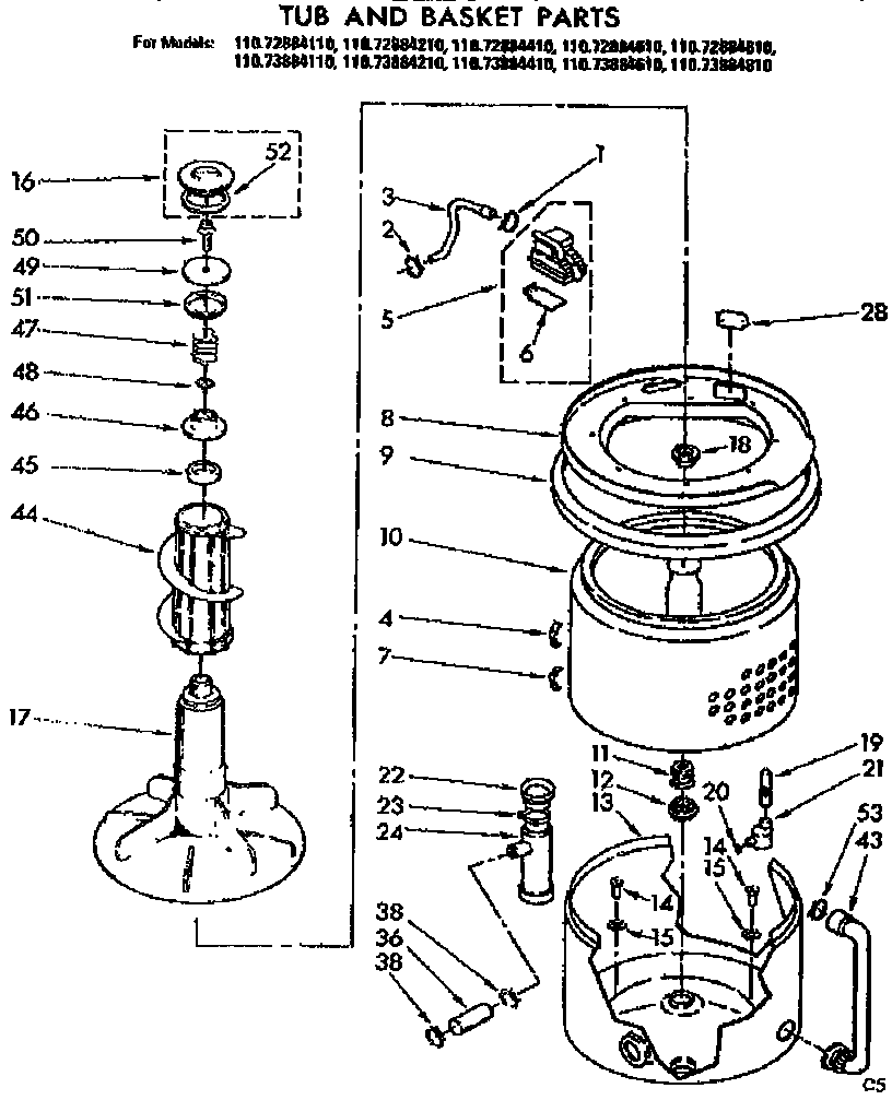 Tub and basket parts