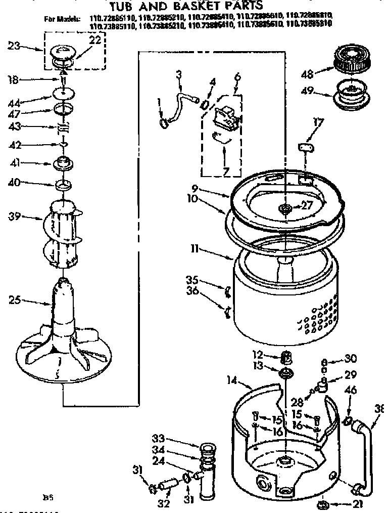 Tub and basket parts