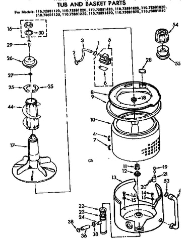 Tub and basket parts