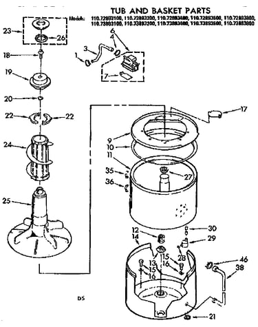 Tub and basket parts