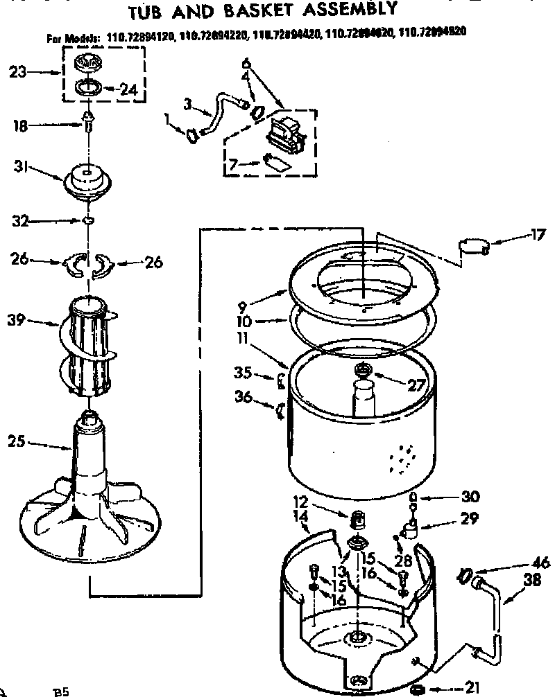 TUB AND BASKET ASSEMBLY