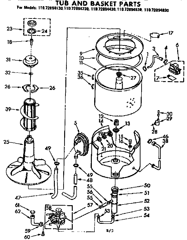 Tub and basket parts