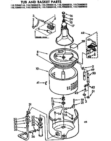 Tub and basket parts