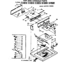 Kenmore 11073965430 top and console parts diagram