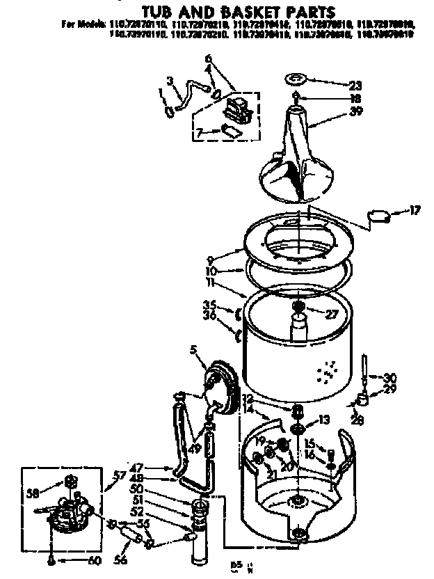 Tub and basket parts