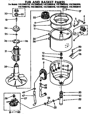 Tub and basket parts