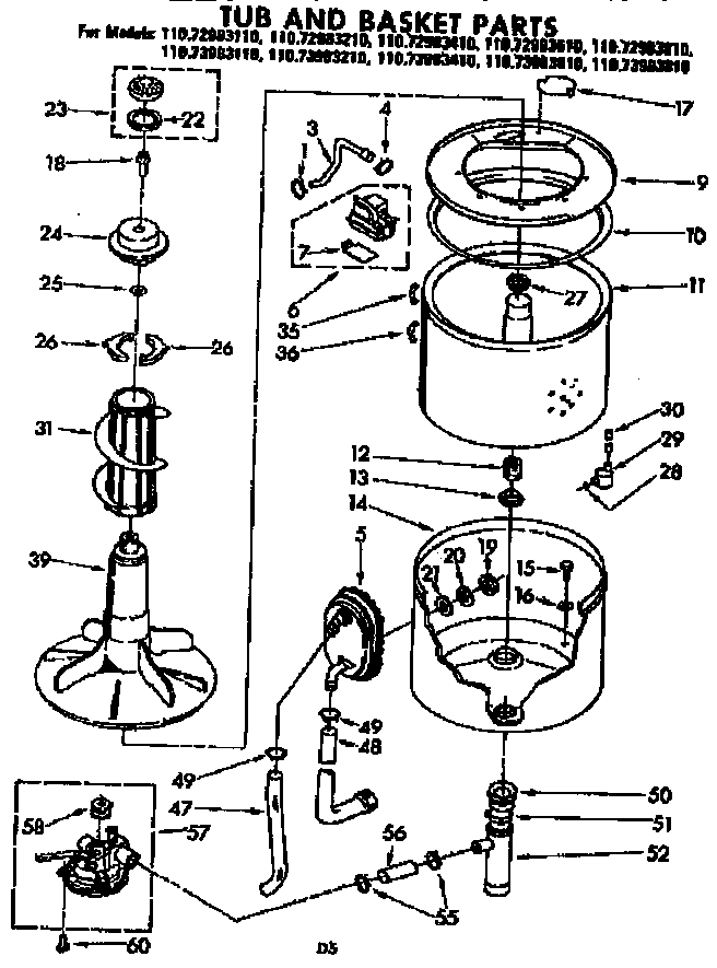 Tub and basket parts
