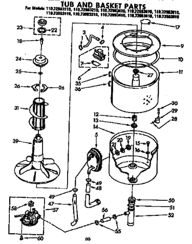 Tub and basket parts