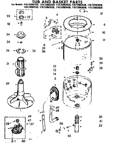 Tub and basket parts
