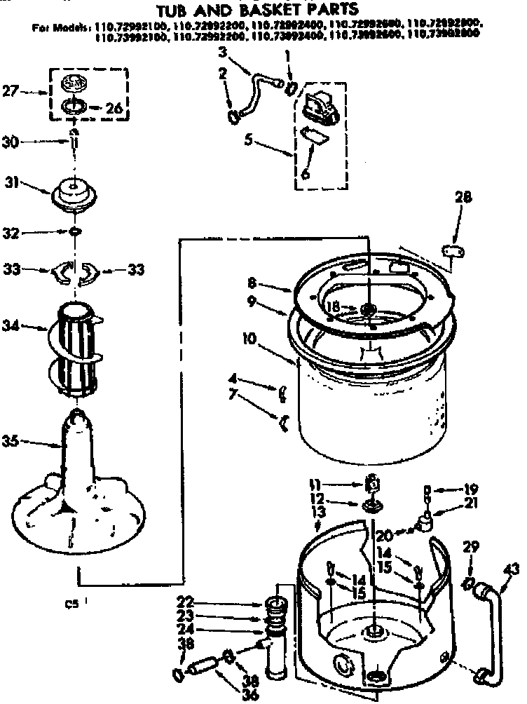 Tub and basket parts
