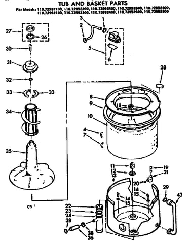 Tub and basket parts