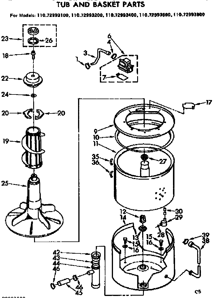 Tub and basket parts