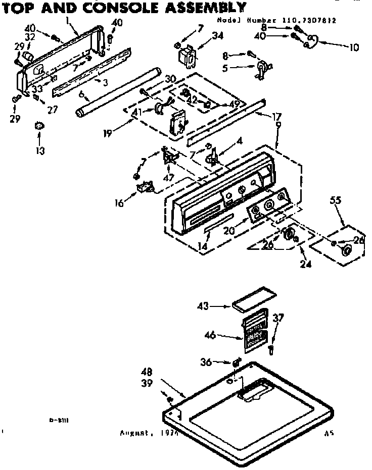 Top and console assembly