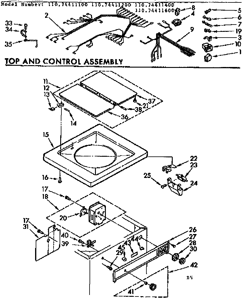 Top and control assembly
