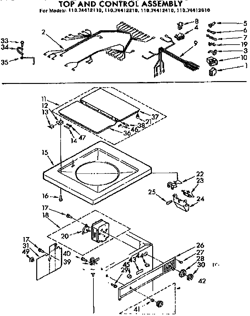 Top and control assembly