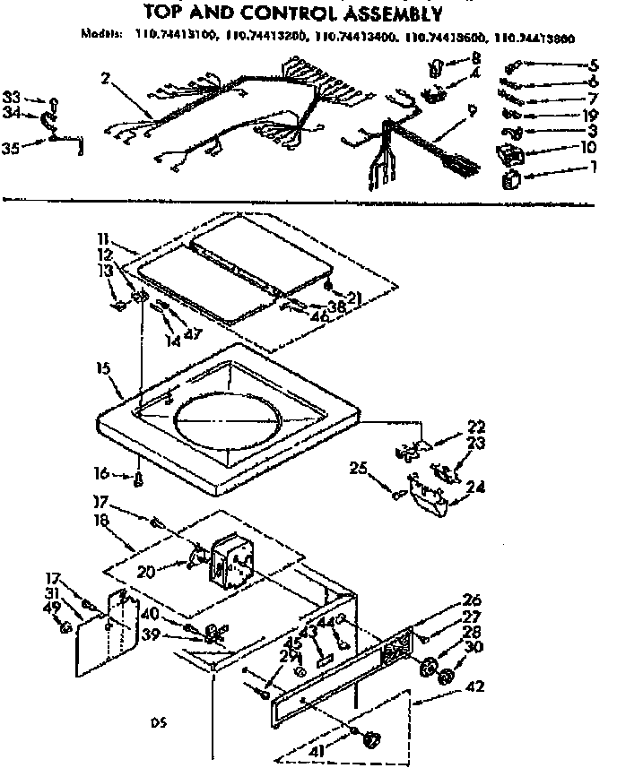 Top and control assembly