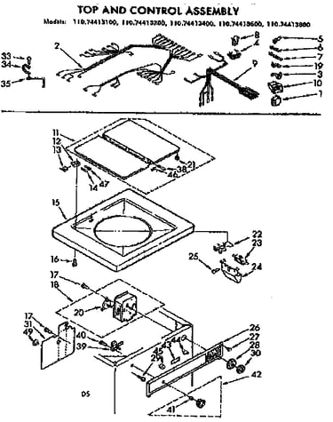 Top and control assembly