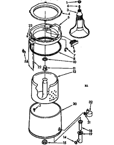 Tub, basket, and agitator