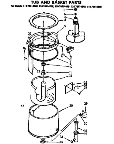 Tub and basket parts