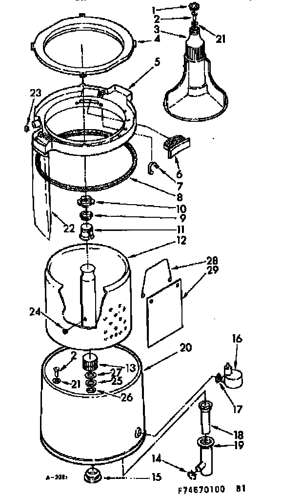 Tub & basket assm